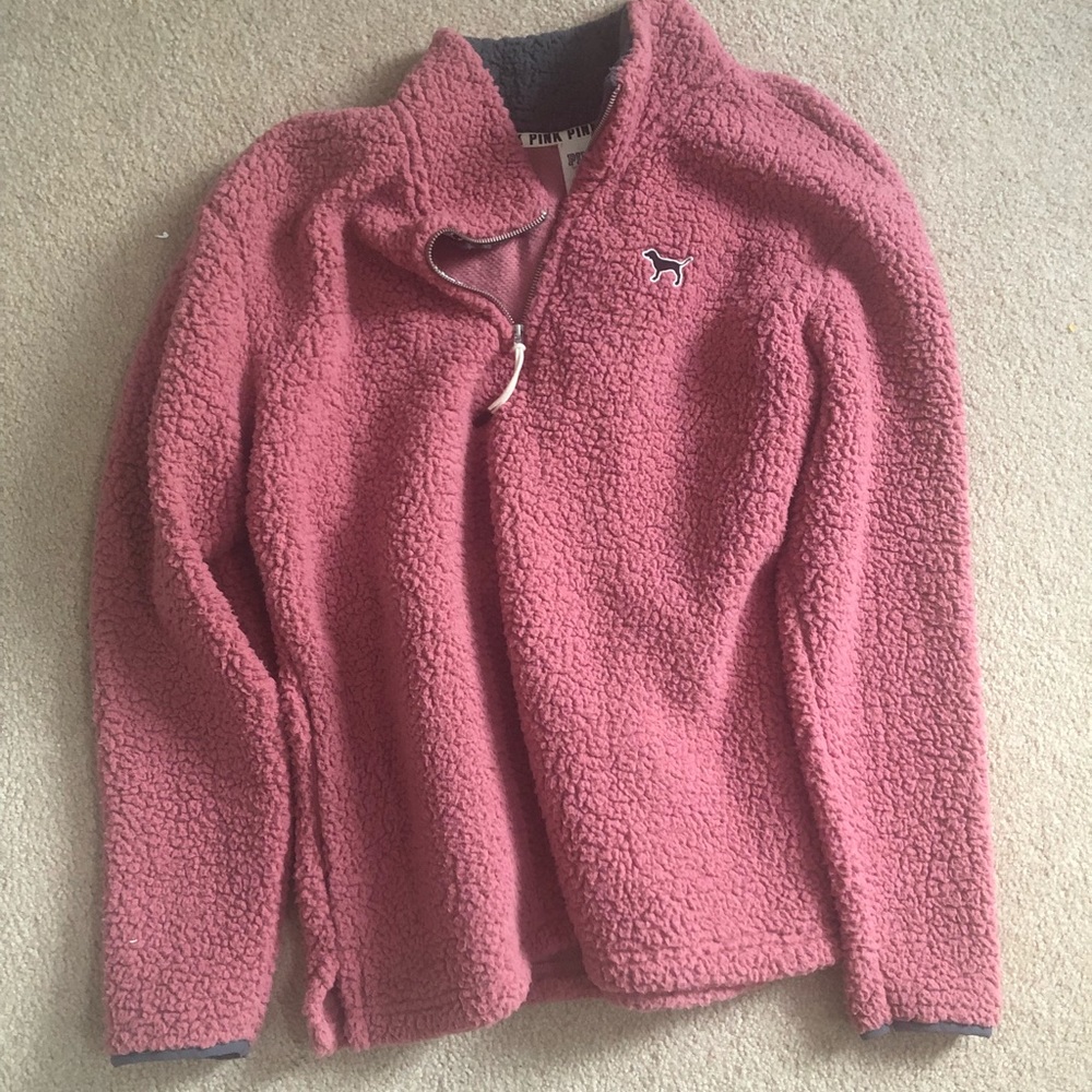 Pink PINK fuzzy half zip